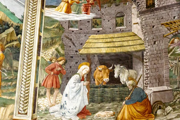 Ilustrație Picturală Unei Nașteri Medievale Antice Lui Isus — Fotografie, imagine de stoc