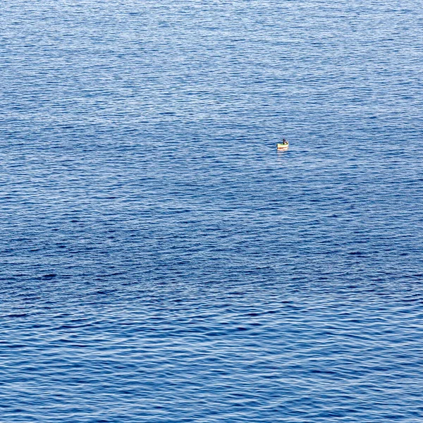 Pêcheur Dans Immensité Mer Bleue Sicile — Photo