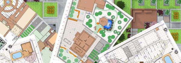 Διαμόρφωση Τοπίου Σχεδιασμός Κήπου Εικονογράφηση Των Σχεδίων Δασικής Έκτασης Κήπου — Φωτογραφία Αρχείου