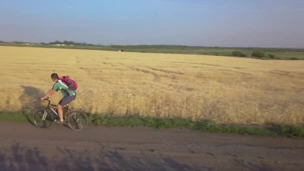 Radtour auf den Feldern — Stockvideo