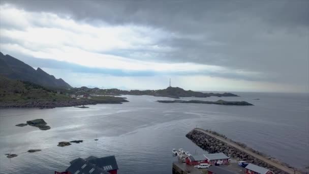 Vista aérea de la costa de Lofoten — Vídeo de stock