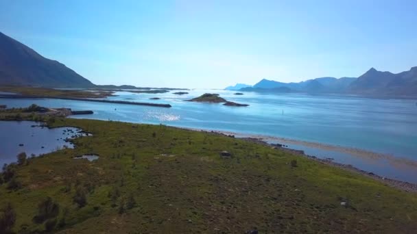 Flight over the fjord — Stock Video