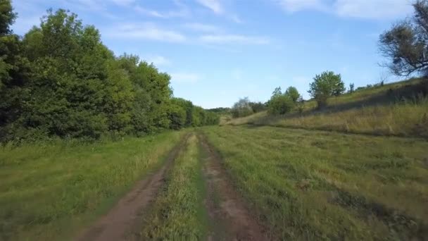 Політ над сільською дорогою — стокове відео