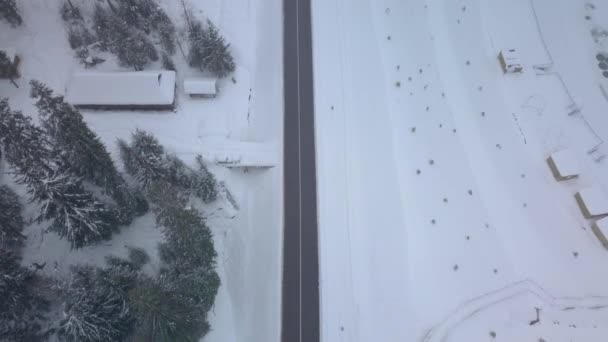 空中飞行在冬天路 — 图库视频影像