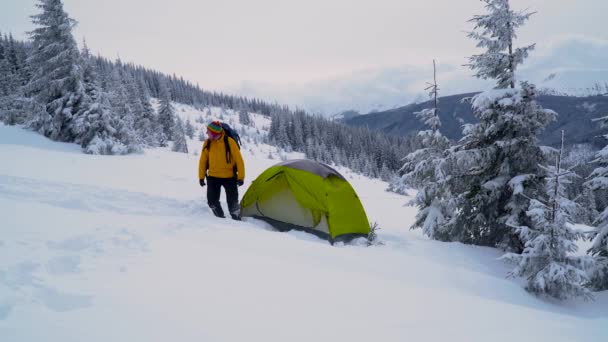Winterausflug in die Berge — Stockvideo