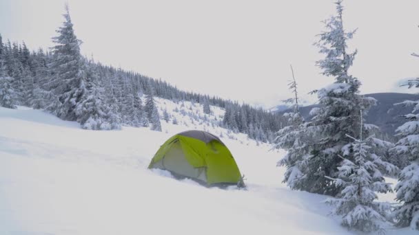 Viaje de invierno en las montañas — Vídeo de stock