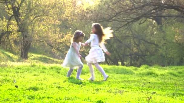 Glada barn i parken — Stockvideo