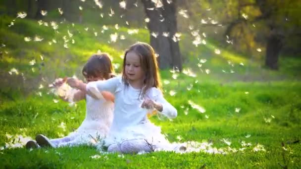 Šťastné děti v parku — Stock video
