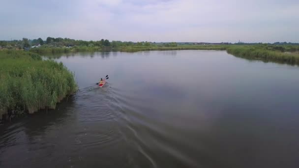 Kajak Segling på floden — Stockvideo