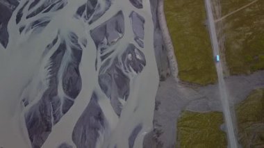 İzlanda 'daki Buzul Nehrinin Hava Görüntüsü