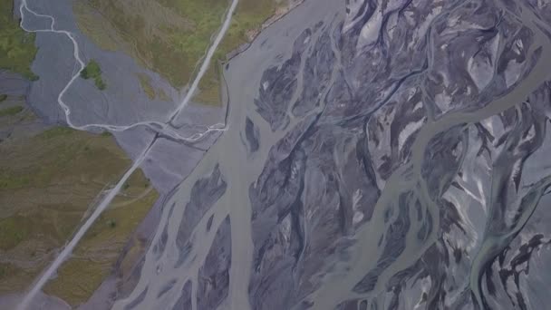 Widok z powietrza na rzekę Lodowiec w Islandii — Wideo stockowe