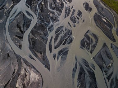 İzlanda 'daki Buzul Nehrinin Hava Görüntüsü