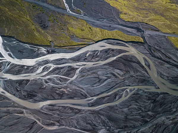 Aerial View of Glacier River Izlandon Jogdíjmentes Stock Képek