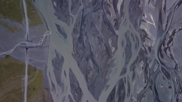 Αεροφωτογραφία του ποταμού παγετώνα στην Ισλανδία — Αρχείο Βίντεο