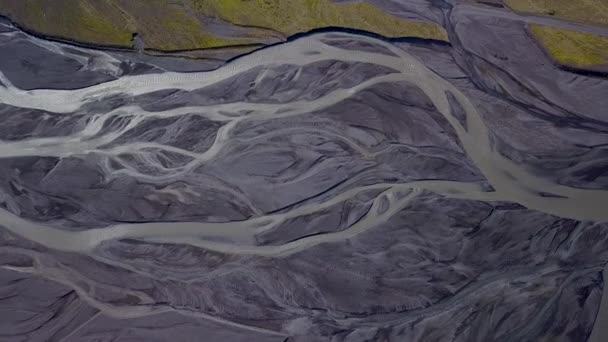 Αεροφωτογραφία του ποταμού παγετώνα στην Ισλανδία — Αρχείο Βίντεο