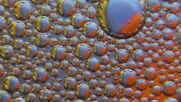Coloré artistique de goutte d'huile flottant sur l'eau — Video