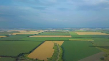 Yeşil bir tarlanın üzerinde uçuyor