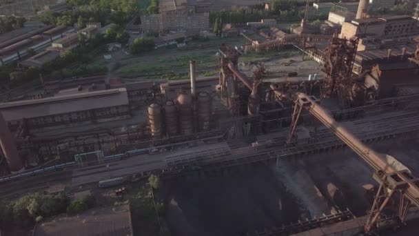 Аерофотозйомка металургійного заводу — стокове відео