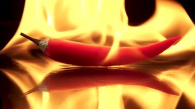 Kırmızı biberler alevler içinde yanıyor