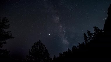 Yıldızlı gökyüzünde Samanyolu hareketi