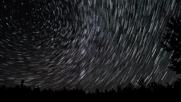 Звездные тропы в ночном небе — стоковое видео