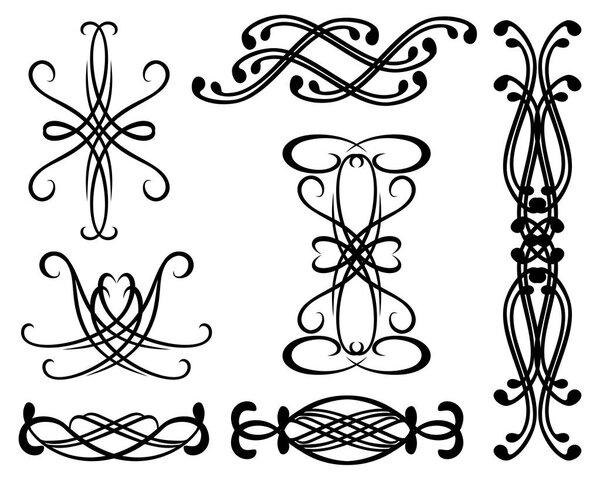 Set of vignettes and border. EPS10 vector illustration