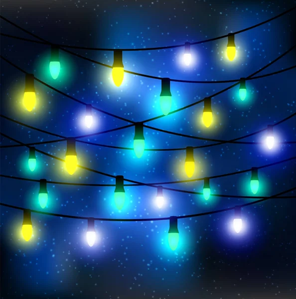 Kerstverlichting Wazige Achtergrond — Stockvector