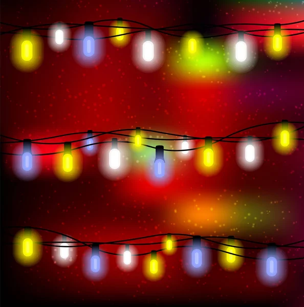 Weihnachtsbeleuchtung Auf Verschwommenem Hintergrund — Stockvektor