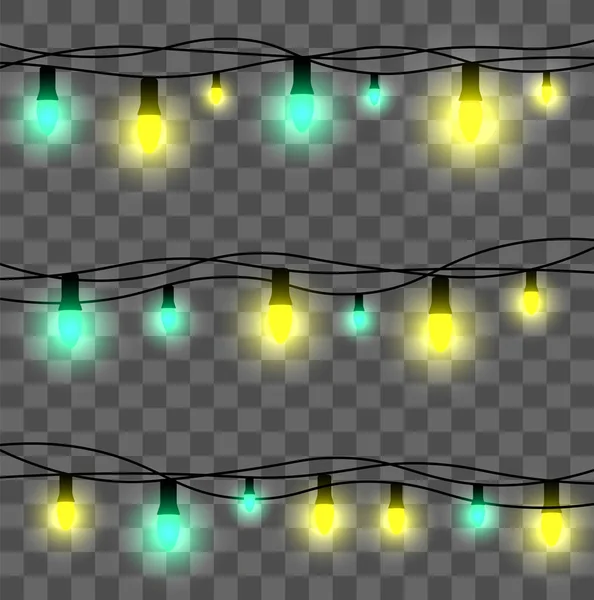 Luzes Natal Fundo Transparente —  Vetores de Stock