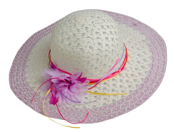 Beyaz arka plan üzerinde izole kadın şapka. Bayanlar plaj şapka. renkli şapka .