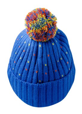   ponpon ile beyaz background.hat izole örme şapka .