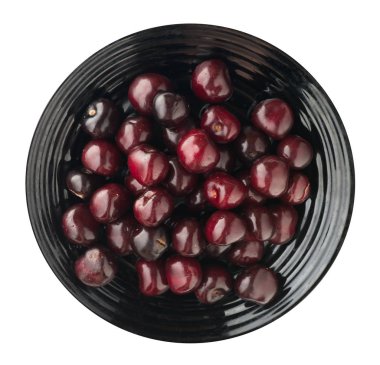 Beyaz arka plan üzerinde izole kiraz. kiraz bir plaka üzerinde. sağlıklı gıda