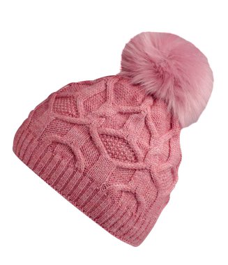   ponpon ile beyaz background.hat izole örme şapka .