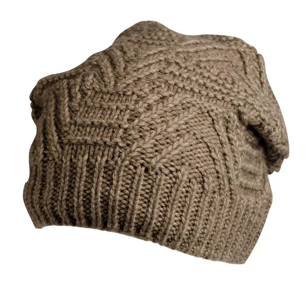 Knitted ハット ホワイト バック グラウンドの分離 — ストック写真