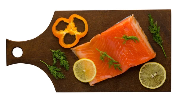 Red Fish Trout Fillets Plate Fish Trout Isolated White Background — Stock Photo, Image