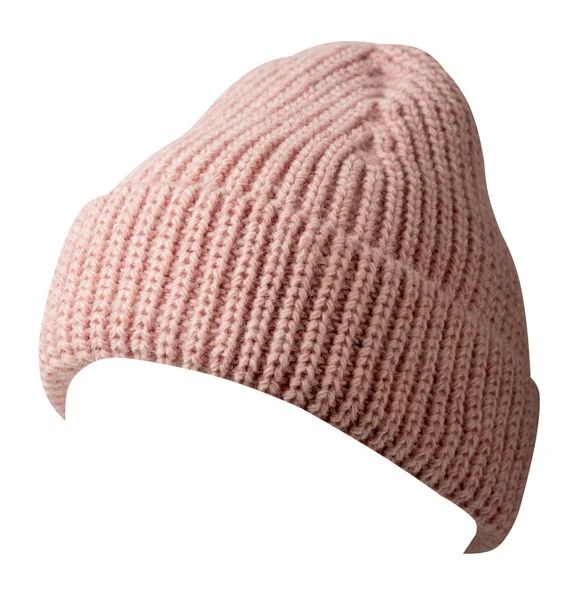 Cappello Donna Cappello Lavorato Maglia Isolato Sfondo Bianco — Foto Stock