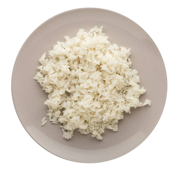 White Rice Plate Rice Isolated White Background Rice Top View — Stock Photo, Image