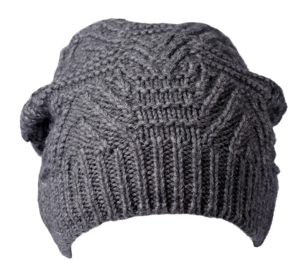 白色背景 Knitted 帽子上孤立的帽子 — 图库照片