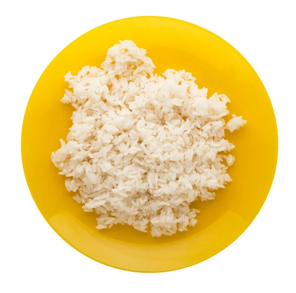 White Rice Plate Rice Isolated White Background Rice Top View — Stock Photo, Image