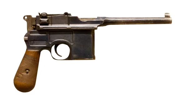 Pistolet Białym Tle Pistolet Wojny Światowej Mauser Yurkovtsev Pistolet — Zdjęcie stockowe