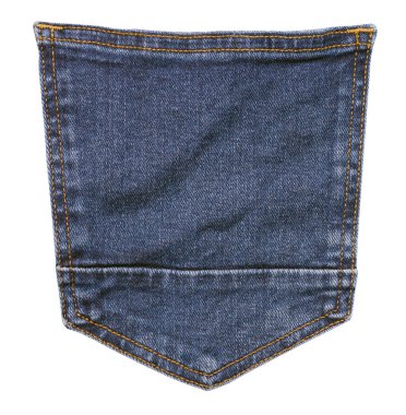 Mavi jeans. Vintage kot doku cep detayını. Beyaz arka plan üzerinde izole kot cebin .