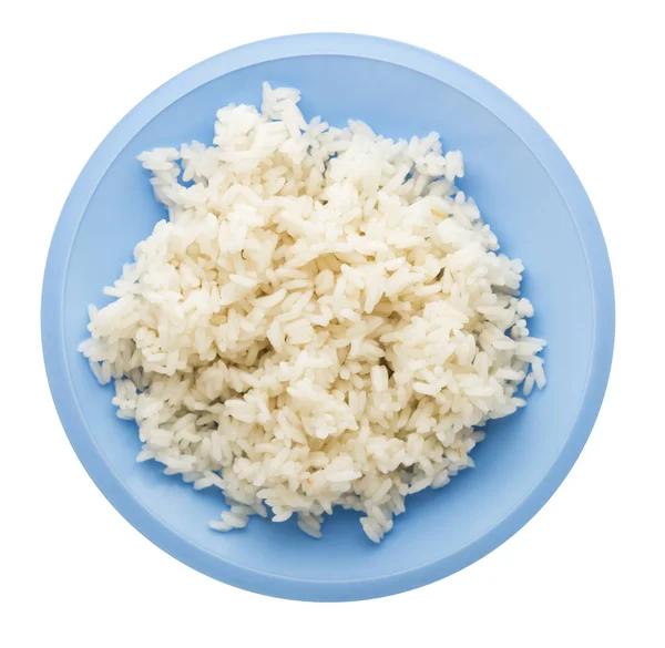 White Rice Plate Rice Isolated White Background Rice Top View — Stock Photo, Image