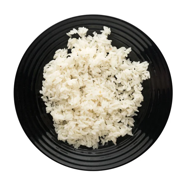 White Rice Plate Rice Isolated White Background Rice Top View — Stock Photo, Image