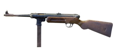 Beyaz arka plan üzerinde izole otomatik tüfek. İkinci Dünya Savaşı'ndan gelen otomatik tüfek.