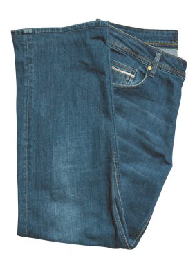 Beyaz arka planda izole edilmiş mavi kot pantolon. Güzel günlük kot. .