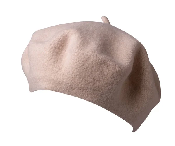 Boina aislada sobre fondo blanco. sombrero boina femenina —  Fotos de Stock