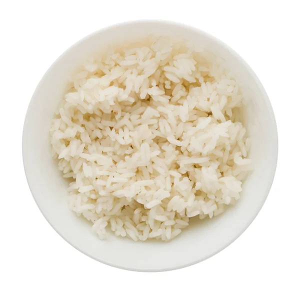 Witte rijst op een bord. rijst geïsoleerd op witte achtergrond. — Stockfoto