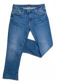 Modré džíny izolované na bílém pozadí.Krásné ležérní džíny 