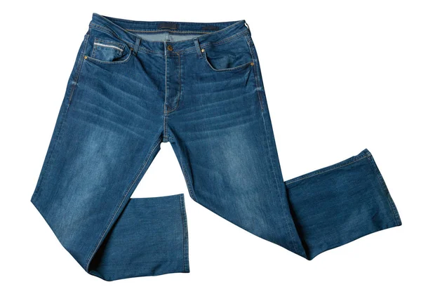 Blå jeans isolerade på vit bakgrund.Vackra casual jeans — Stockfoto