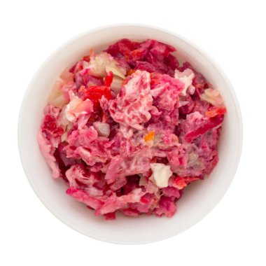  Bir kürk manto üzerinde beyaz adam izole bir plaka üzerinde altında ringa balığı